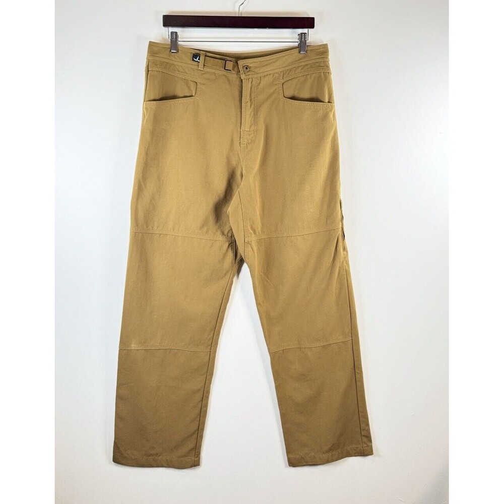 PrAna Mens Pants Brown Straight Leg Stretch Belted Hiking Camp Outdoor 34x31
